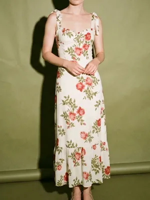Reformation Nikita Dress in Jolie Floral Rose Print thumbnail 12