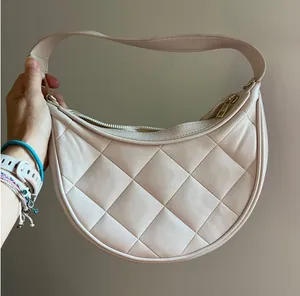 Primark Cream Quilted‎ Crescent Shoulder Bag Scandi Hobo Purse Minimalist Chic Neutral thumbnail 1