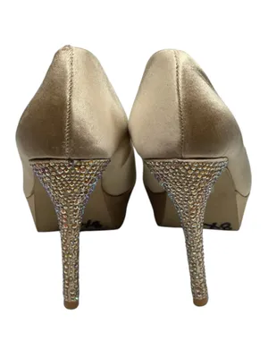 Steve Madden ☀︎︎ Partyy-R Glitter Crystal Platform Stilettos Pumps ☀︎︎ Champagne thumbnail 4