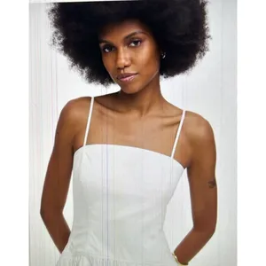 Madewell $148 White Poplin Seamed Maxi Dress Open Back Adjustable Straps Size 6 thumbnail 4