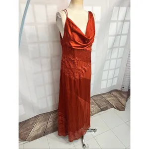 ASOS Design NWT Rust Lace Sleeveless Cowl Neck Satin Maxi Dress Size 8 thumbnail 2