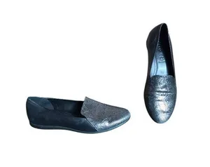Ecco Black and Silver Snakeprint Flats thumbnail 1