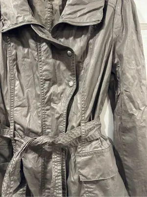Women's Taupe Utility Belted Jacket with Gathered Shoulders thumbnail 3