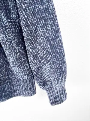 LOFT Black Wash Chenille Mock Neck Long Sleeves Sweater Size Large Cozy Casual thumbnail 7