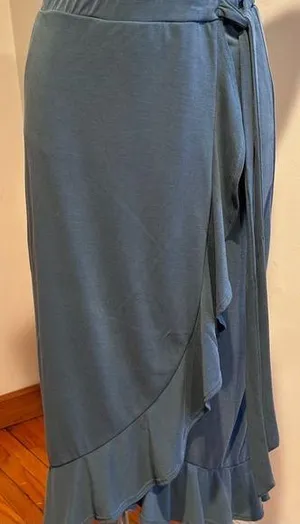 Green Envelope Los Angeles NWTS Green Ruffle Drape Wrap Look Long SideTie SZ S thumbnail 1
