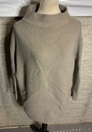 Amazon Taupe Ribbed Mock Neck Dolman‎ Sleeve Knit Sweater Size M Neutral Cozy thumbnail 1