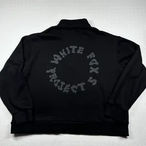 White Fox Project 5 Quarter Zip Pullover Black Oversized Sweatshirt M/L Graphic thumbnail 3