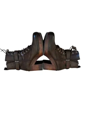 Korks Lace-up Ankle Boots Chunky Heel Platform Goth Grunge Steampunk Gorpcore thumbnail 4