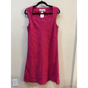 Sara Campbell Hot Pink‎ Sheath Dress Vintage Size 12 Cap Sleeve Square Neck thumbnail 2