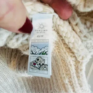 Aerie Cream Chunky Knit Crew Neck Sweater XS Oversized thumbnail 9
