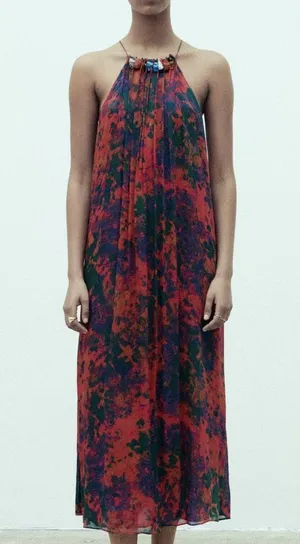 Zara maxi dress long printed beaded bohemian summer thumbnail 10