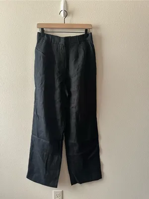 NWT Quince 100% European Linen Pleated Trouser black size 8 thumbnail 11