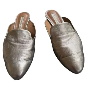 Veronica Beard Gold Metallic Leather Mules 38.5 thumbnail 1