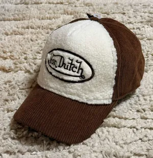 New Von Dutch brown Sherpa corduroy dutch trucker hat thumbnail 1