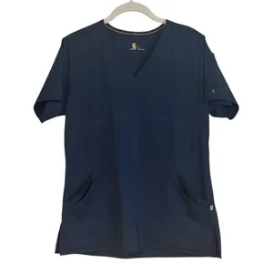 Carhartt Navy Blue V‎ Neck Force Scrub Top Short Sleeve Pockets Size S thumbnail 2