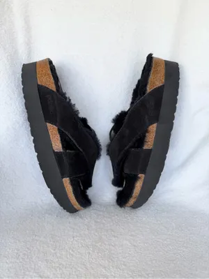 PAPILLIO By BIRKENSTOCK Women's Daytona Platform Black Shearling Sandal Sz 38 thumbnail 7