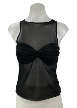 Reformation Rose Black Mesh Sheer Bustier Sleeveless Knit Cami Tank Top Size S thumbnail 1