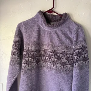 Cabelas Fleece Pullover Vintage S/P Purple Lavender Star Print Mock Neck Sweater thumbnail 2