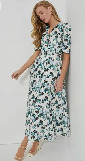Tuckernuck Budding Bluebell Hadley Collared Floral Shirt Dress Medium thumbnail 1