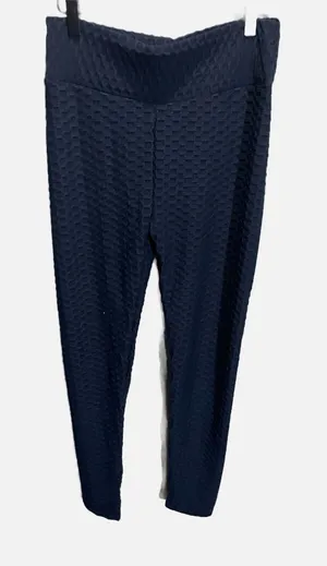 Navy Blue Honeycomb Textured Scrunch Butt Leggings XL High Waist‎ Yoga thumbnail 1