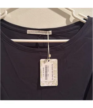 NWT Peruvian Connection Black waist sash wrap Short Sleeve Blouse thumbnail 2