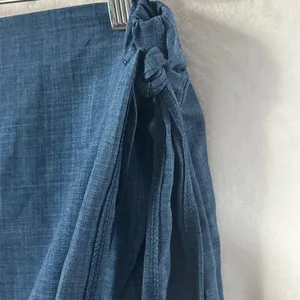 Shein Curve Blue Textured Wrap Skort Plus Size‎ 1XL High Waist Side Tie Shorts thumbnail 3