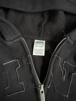PINK Victoria’s Secret Black Full-Zip Hoodie – Size Large thumbnail 3