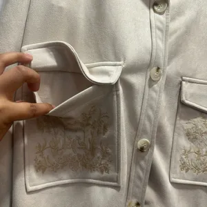 NEW Solitare Cream suede-look front pocket floral embroidered jacket thumbnail 3