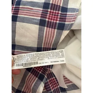 Zara White Red Blue Plaid V/Neck Fit& Flare Pleat Tunic Midi Dress Sz L thumbnail 9
