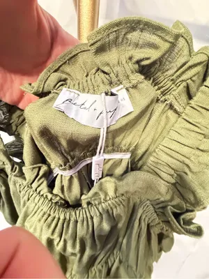 Petal & Pup- NWT- Orion Frill Strap Mini Dress - Olive Small thumbnail 12