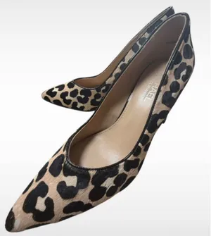 Women's Michael Shannon Leopard Print Heels Size 8 Beige Black thumbnail 1
