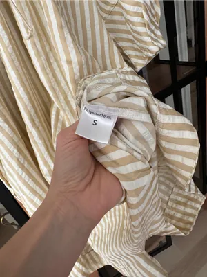 Amazon Bop Around Romper Striped Loose Puff short Sleeve beige tie front bow thumbnail 9