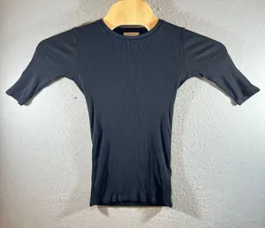 1065 | Babaton Aritzia Ribbed 3/4 Sleeve Knit‎ Bodycon Slim Fit Black Women XXS thumbnail 1
