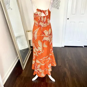band of the free Orange Floral Wrap Midi Maxi Dress Size S thumbnail 5