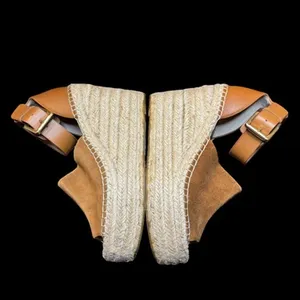 Marc Fisher LTD Shoes Womens Size 7.5 Brown Suede Espadrille‎ Wedge Sandals thumbnail 6