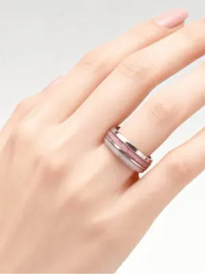 Women’s Stainless Steel Silver and Pink 4mm Band Size 7 thumbnail 1
