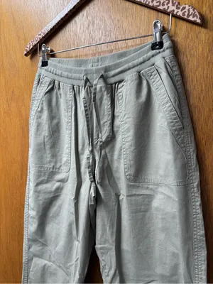 Pact Womens Stretch Poplin Joggers Cotton Blend Pants Shadow Light Green Small thumbnail 9