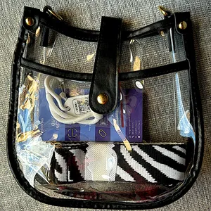 NWT‎ Clear Black Trim Crossbody Bag with Zebra Print Adjustable Strap thumbnail 5