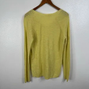 Eileen Fisher Butter‎ Yellow Organic Linen Cotton Blend Sweater Size Large thumbnail 2