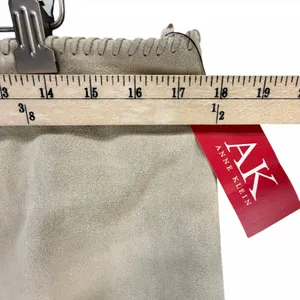 Vintage Anne Klein Suede Skirt 14 Beige Leather Whipstitch Boho Western Classic thumbnail 7