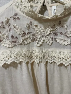 Anthropologie Gemma Embroidered Lace Blouse Medium Cottagecore thumbnail 4