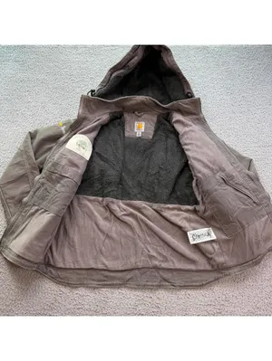 Carhartt Women Full Swing Hooded Work Jacket Fleece Lined Brown M Utility Canvas thumbnail 6