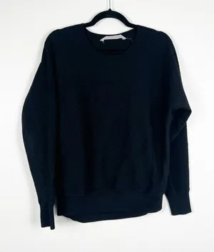 Athleta Waffle Knit Sweater Black Sz‎ S thumbnail 1