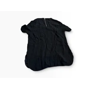 Zara Woman Blouse Size M Black Short Sleeve Exposed Zipper High-Low Hem Top thumbnail 2