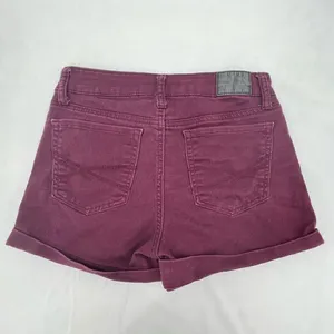 Aeropostale Burgundy High Waisted Midi 3” Inseam Soft Stretch Denim Shorts Sz 6 thumbnail 5