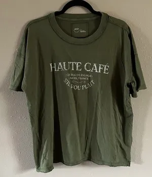 Aerie Graphic Print Green Relaxed Fit Crew Neck Short Sleeve T-Shirt Size S thumbnail 1