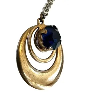 Silver tone blue pendant necklace thumbnail 9