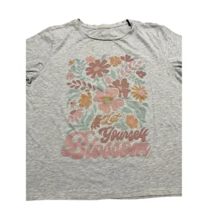 Let Yourself Blossom Floral Graphic T-Shirt‎ Heather Grey Short Sleeve XL thumbnail 2
