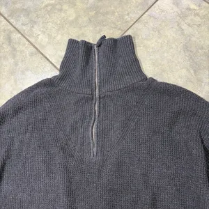 Aerie Women's Sweater CozyUp Waffle Knit Quarter Zip Gray Boxy Oversized Sz S thumbnail 2