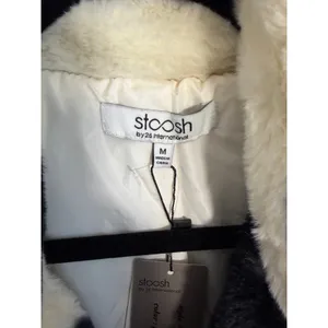 Stoosh by 21 International black & white heart faux fur long coat NWT size M thumbnail 2